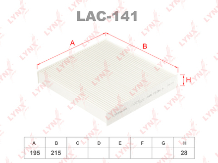 Фильтр салонный LYNX LAC-141 / AC-108