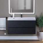 Тумба с раковиной Uperwood Tanos 100 см, подвесная, матовая, черная