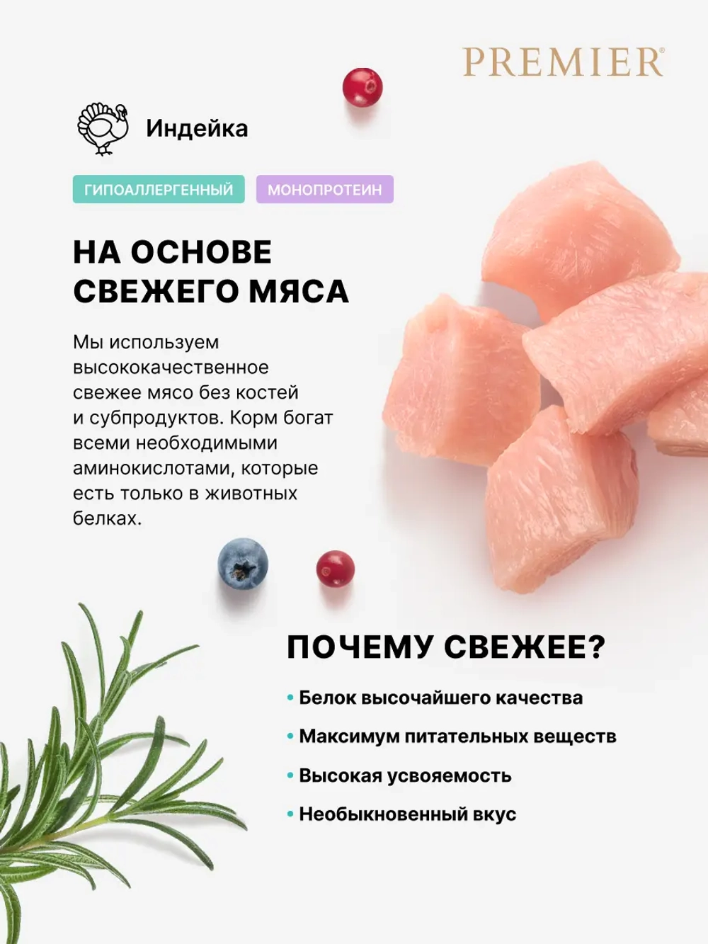Сухой корм для котят Premier Cat Kitten беременных и кормящих с индейкой 2кг