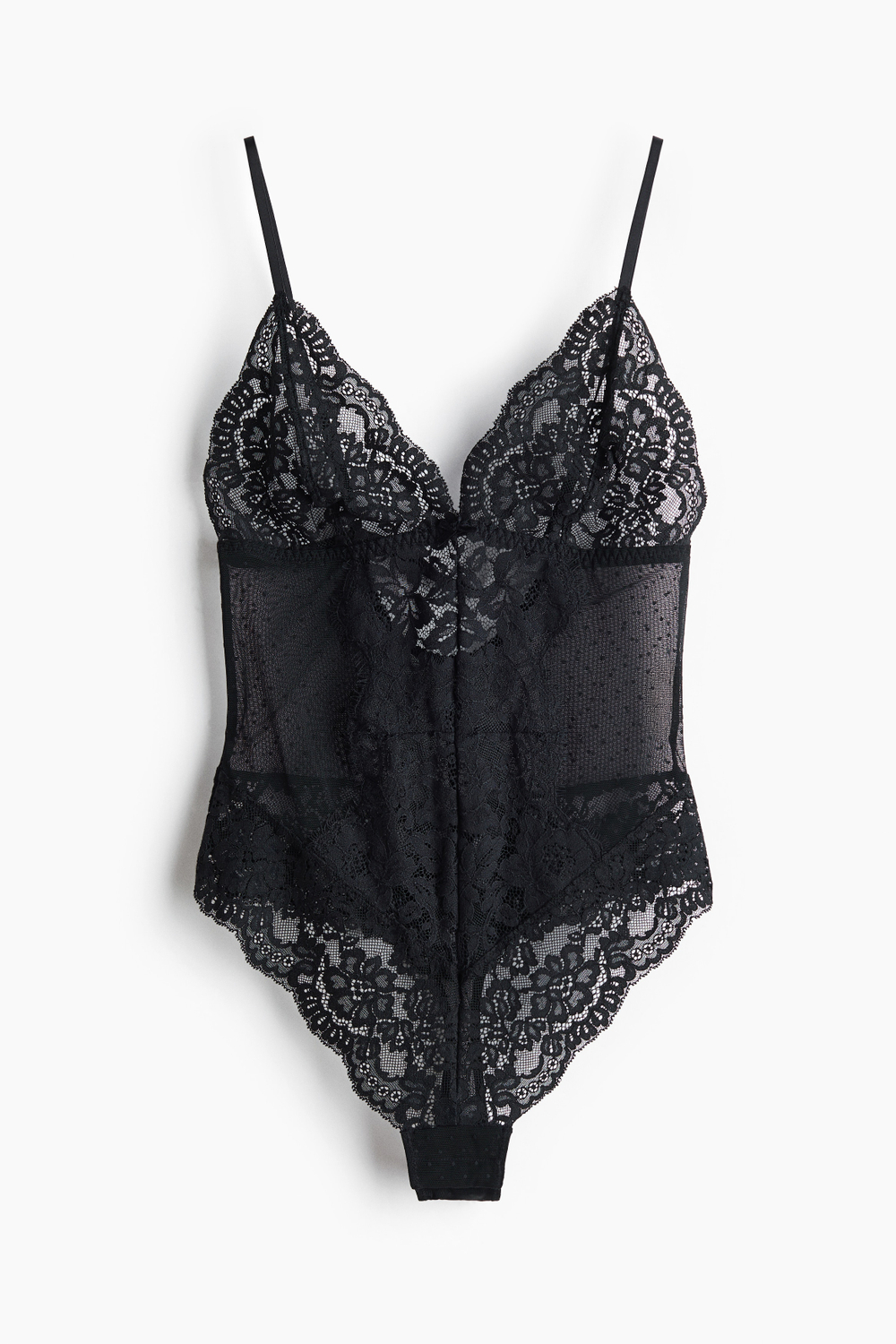 Боди-стринги из велюра с кружевом - H&M