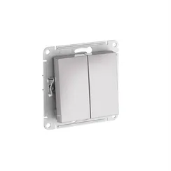 Выключатель двухклавишный Systeme Electric AtlasDesign Aqua Алюминий, самозажимные клеммы ATN440351S