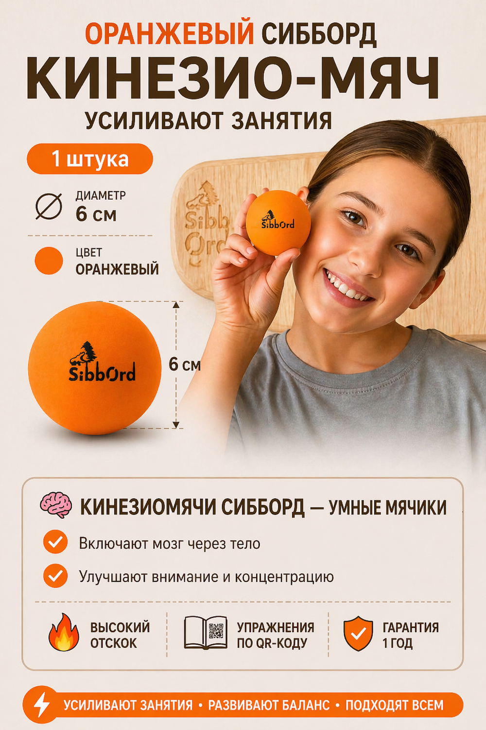 Кинезио мячик (оранжевый)