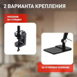 Настольный светильник ЭРА NLED-497-12W-BK светодиодный на струбцине и с основанием черный | Светодиодные настольные лампы
