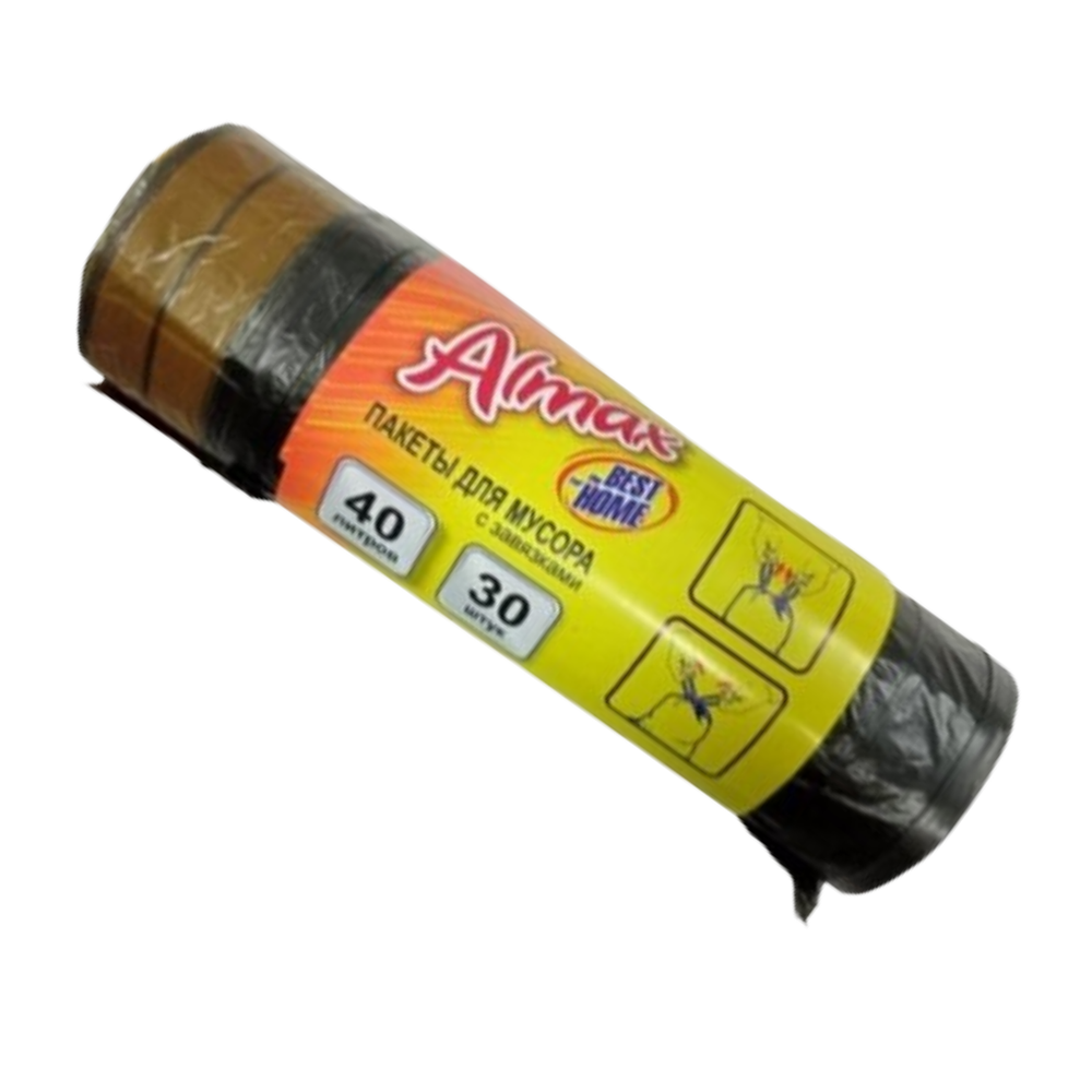 Мешки Мусорные Almax 40 л 30 шт с завязками 40 рул
