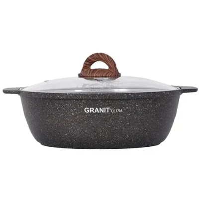Кастрюля-жаровня 3л «Granit ultra» (original) со стеклянной крышкой жго31а