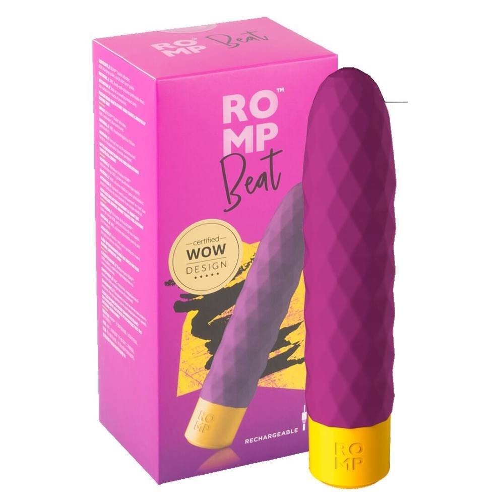Лиловый рельефный мини-вибростимулятор Romp Beat - 15 см. (Цвет: лиловый)