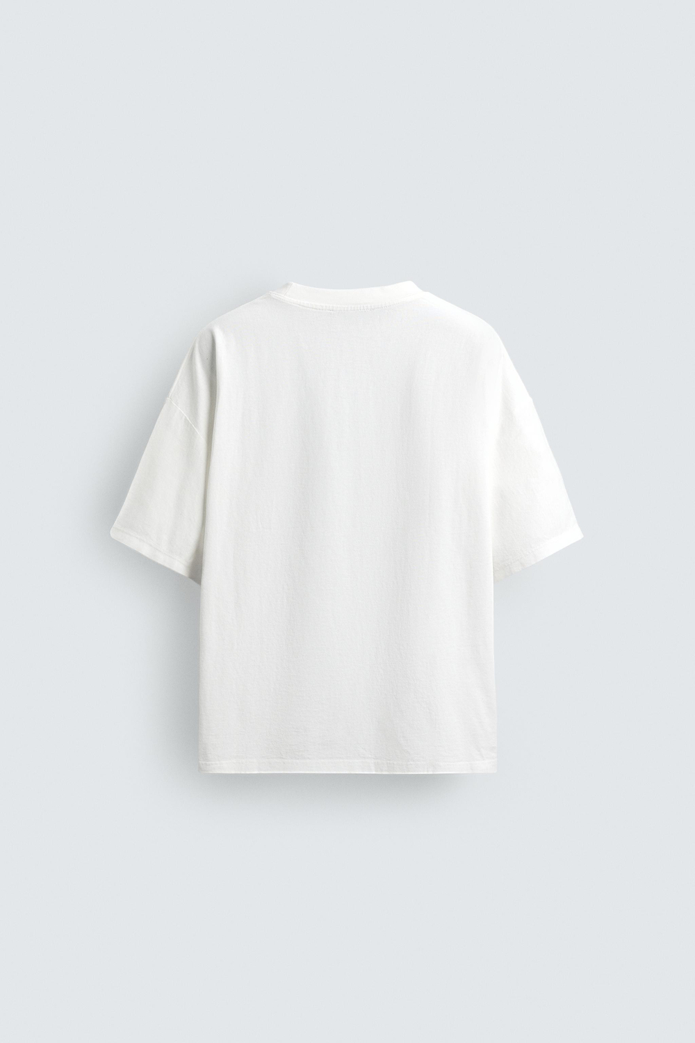 ZARA БАЗОВАЯ ФУТБОЛКА RELAXED FIT С ЭФФЕКТОМ ПОТЕРТОСТИ, БЕЛЫЙ