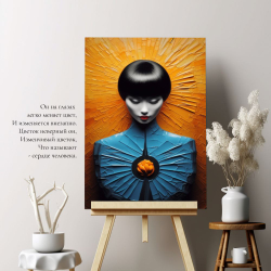 Картина модульная "Она самурай", 80 см х 40 см