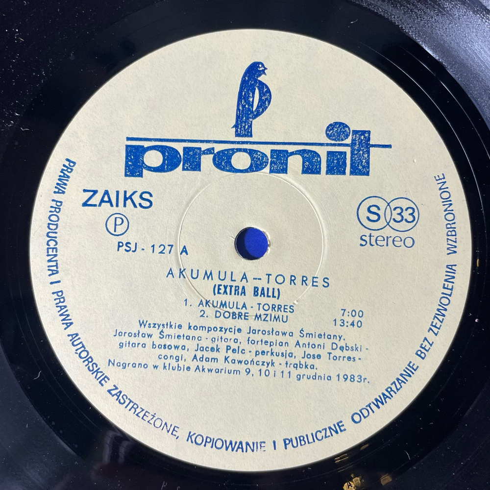 Винтажная виниловая пластинка LP Польский Джаз Extra Ball Akumula Torres (Польша 1983)