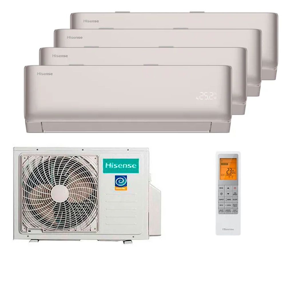 Мульти сплит-система Hisense на 4 комнаты (25+25+25+25 кв.м.) VIBE PRO CHAMPAGNE