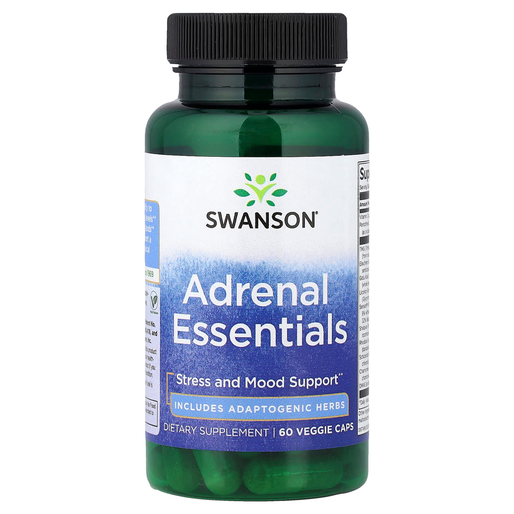 Swanson Vitamins, Adrenal Essentials, 60 растительных капсул