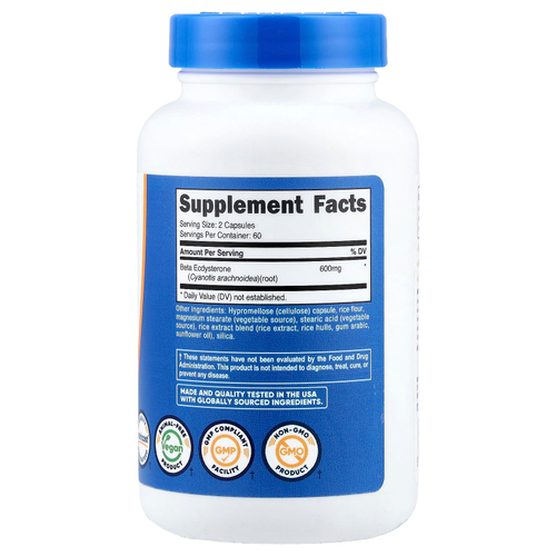 Nutricost, бета-экдистерон, 120 капсул (300 мг в 1 капсуле)