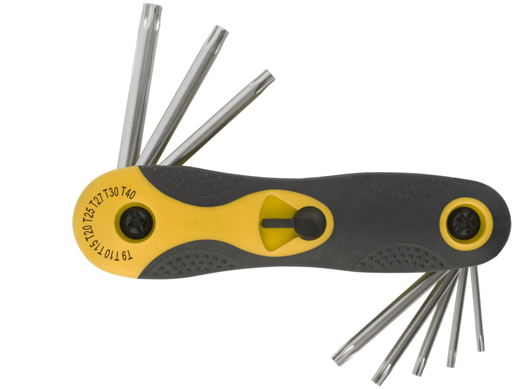 Набор ключей FIT Torx CRV, хромованадиевый сплав, складные, 8 штук