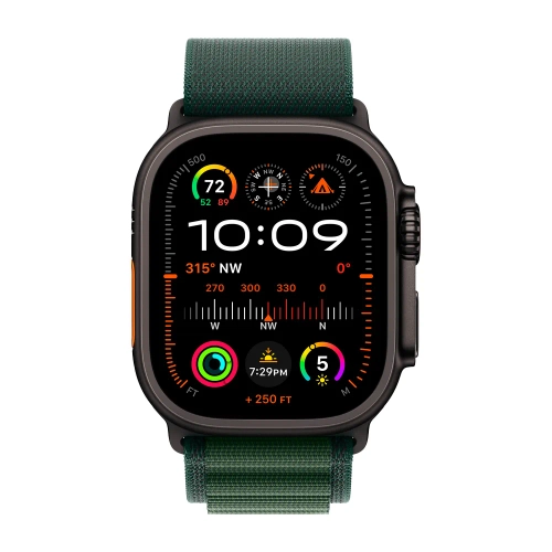 Умные часы Apple Watch Ultra 2 (2024) GPS + Cellular, 49mm, Black Titanium Case with Dark Green Alpine Loop L, (Темно-зеленый)