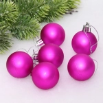 Новогодние шары 4 см (набор 6 шт) «Матовый», фуксия