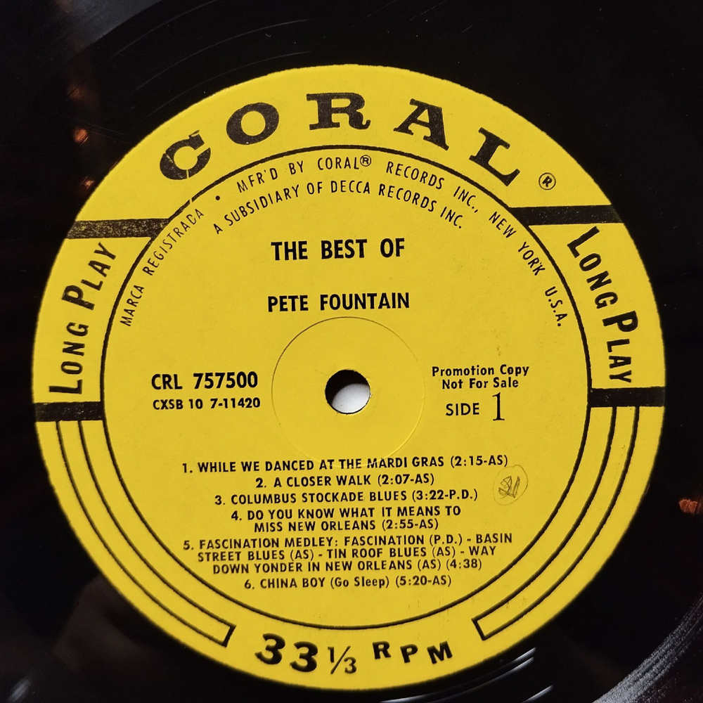 Винтажная виниловая пластинка LP The Best Of Pete Fountain (USA 1971)
