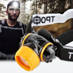 Фонарь налобный светодиодный Трофи GB-302 на батарейках яркий 4 режима оранжево-черный | Трофи