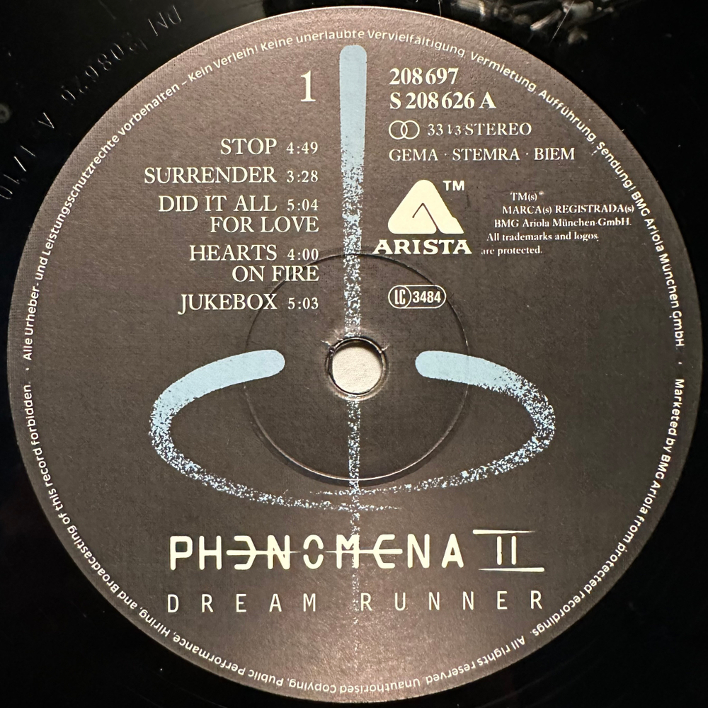 Phenomena II - Dream Runner (Европа 1987г.)