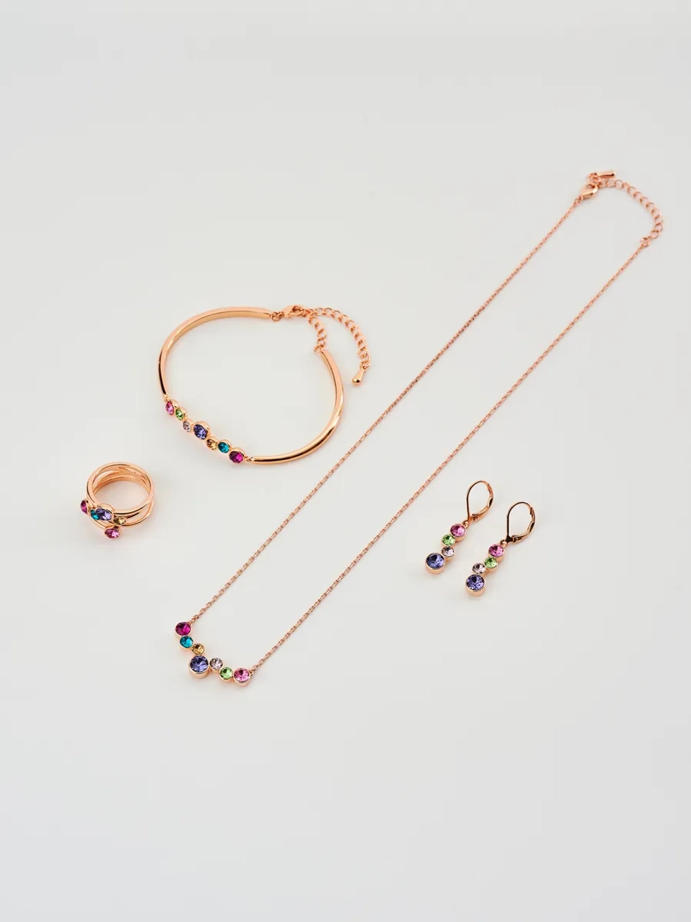 Серьги-подвески Эльза с разноцветными кристаллами Swarovski
