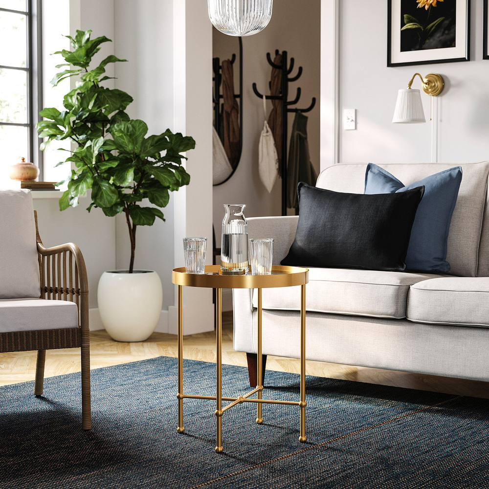 IKEA TORSJÖ  (ИКЕА ТОРШЁ)  -  Столик - имитация золота/стекло 45 см