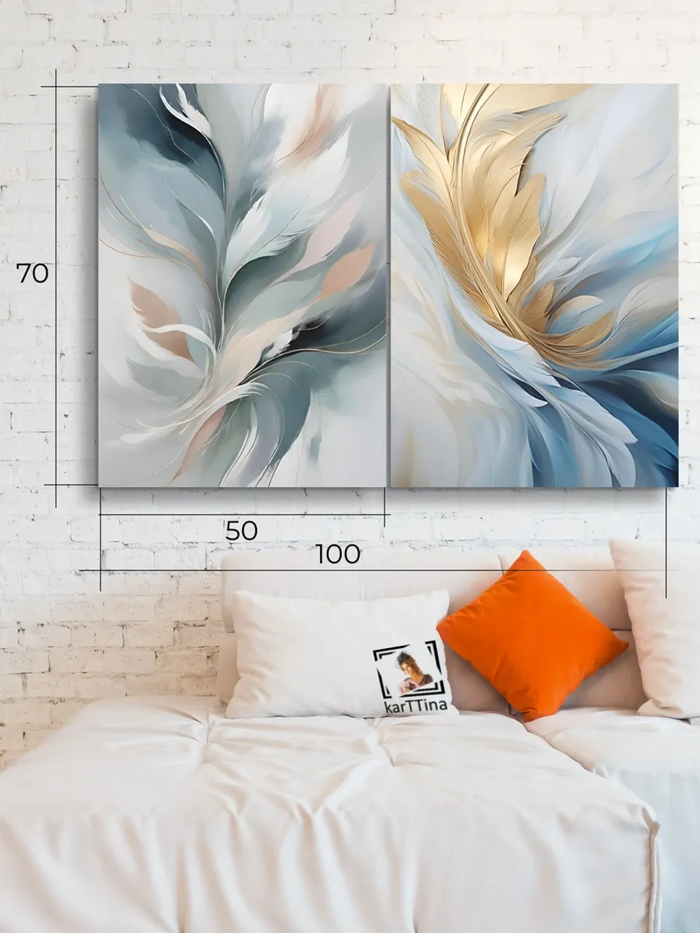 Картина Шепот небесных оттенков, модульная 50x70см 2шт.