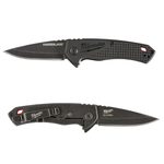 Нож складной выкидной с гладким лезвием MILWAUKEE HARDLINE FOLDING KNIFE SMOOTH, лезвие 64 мм D2 сталь 4932492452