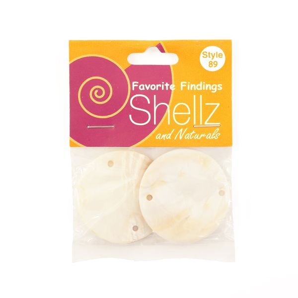 Пуговицы 2 прокола, ракушка, Shellz & Natural Large Shell, 01 натуральный, 2 шт, Blumenthal Lansing