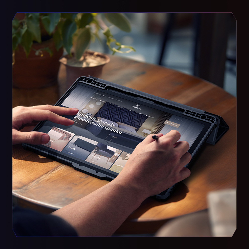 Чехол книжка синего цвета от Nillkin для планшета Samsung Galaxy Tab S9+ и S10+, серия Bumper Pro Case-Multi Angle Folding Style, многофункциональный складной