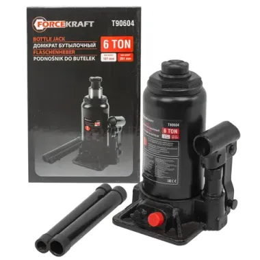 Домкрат бутылочный 6т с клапаном (h min 181мм,h max 351мм) FORCEKRAFT FK-T90604 DS