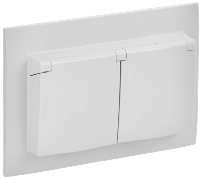 SKANDY Розетка 2-местная и крышкой 16А в сборе IP44 SK-R12W арктический белый IEK
