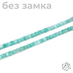 Нить из бусин Амазонит, 3 мм, куб с огранкой