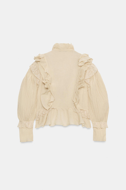 ZARA РОМАНТИЧНАЯ РУБАШКА С ВОЛАНАМИ — ZW COLLECTION, ЦВЕТ СЛОНОВОЙ КОСТИ
