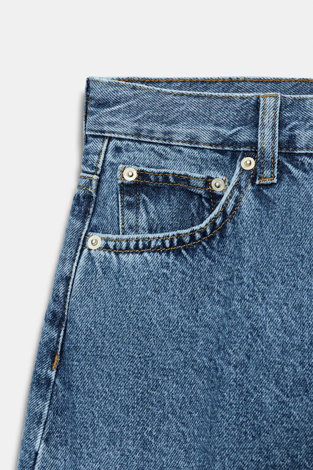 ZARA ДЖИНСЫ TAPERED С ВЫСОКОЙ ПОСАДКОЙ — ZW COLLECTION, СИНИЙ
