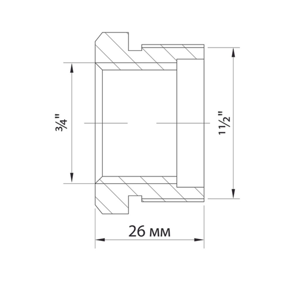 Футорка 1 1/2'' - 3/4'' нар/вн VRT® никель