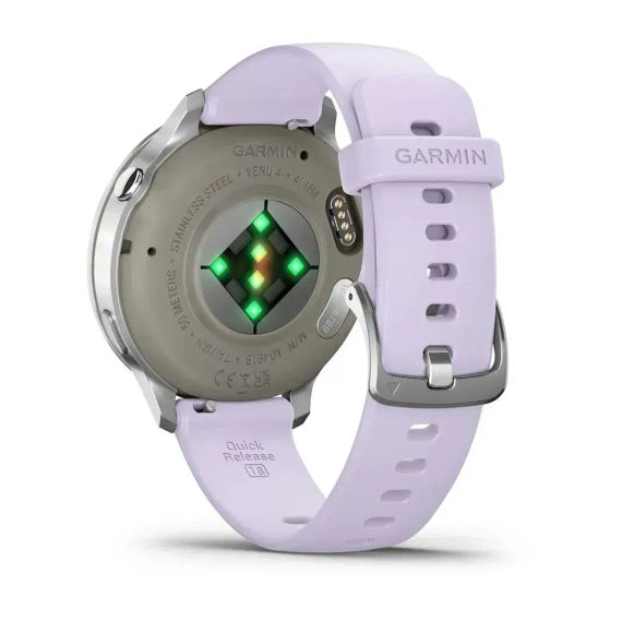 Garmin Venu 4 41 мм серебристые смарт-часы с силиконовым барвинковым ремешком