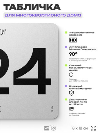 Табличка с номером этажа 24, для многоквартирного жилого дома, серия СОСЕДИ, 18х18 см, пластиковая, Айдентика Технолоджи