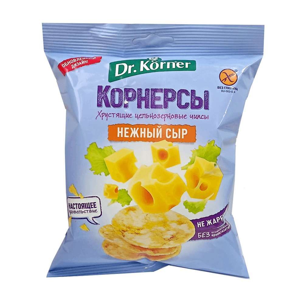 Чипсы Др Корнер Корнерсы цельнозерн Нежный сыр 50г, шт