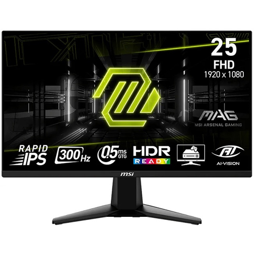Монитор MSI TFT 24.5" MAG 255XF, 1920x1080, IPS, 300 Гц, 0.5 мс, 250 кд/м2, 100M:1, 178°, 2xHDMI, DP (9S6-3BC21M-061)