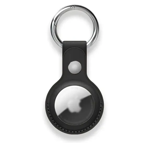 Кожаный брелок-подвеска с кольцом для AirTag Черный