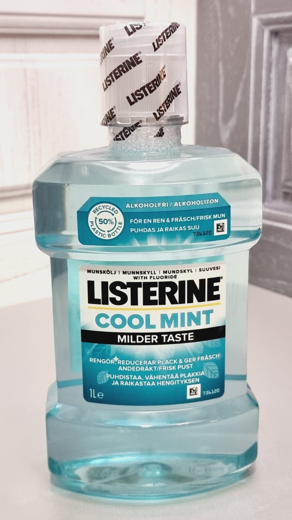 Ополаскиватель для рта Listerine Cool Mint , с фтором, без спирта мягкий вкус 1000 мл ( Германия)