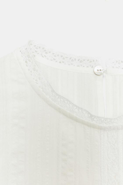 ZARA РОМАНТИЧНЫЙ ТОП С КРУЖЕВОМ, ЭКРЮ