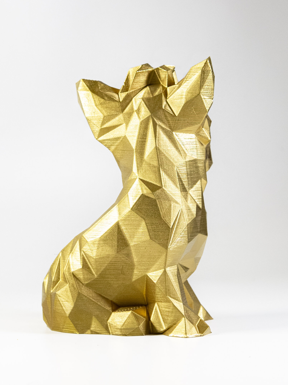 Статуэтка собаки породы Йорк (York dog) полигональная 210мм, 3D печать, золотой