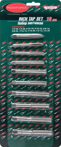 Набор метчиков, 10пр. (дюйм.) RockForce##Rock FORCE RF-C010-2T