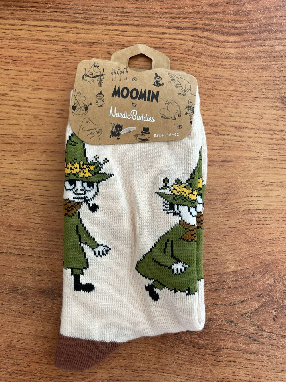 Носки Moomin Приключенческие носки Мумина и Снуфкина, бежевые, размер 36-42 (из Финляндии)