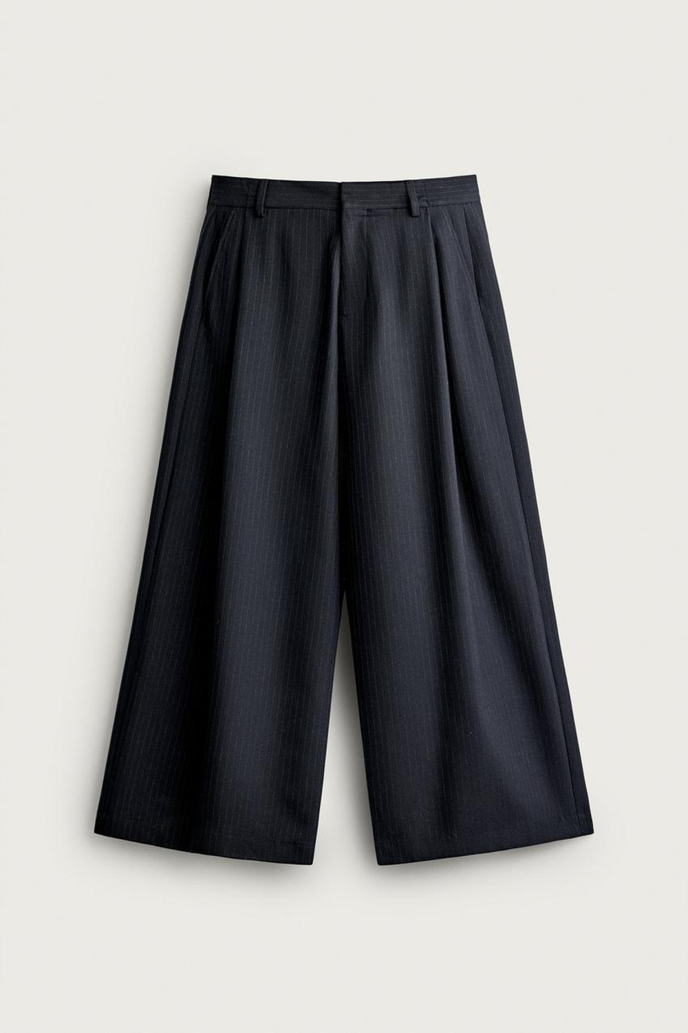 ZARA БРЮКИ WIDE FIT СО СКЛАДКАМИ, ПОЛОСКИ