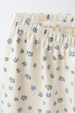 ZARA ФАКТУРНЫЕ БРЮКИ С ЦВЕТОЧНЫМ ПРИНТОМ, ЭКРЮ