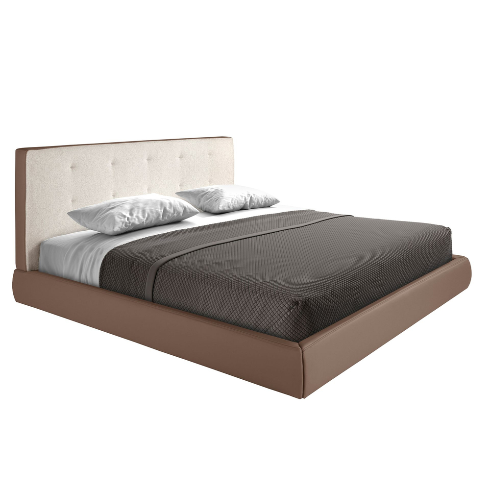 Кровать Angel Cerda 7174 с обивкой из коричневой ткани и коричневой эко-кожи 180x200 см