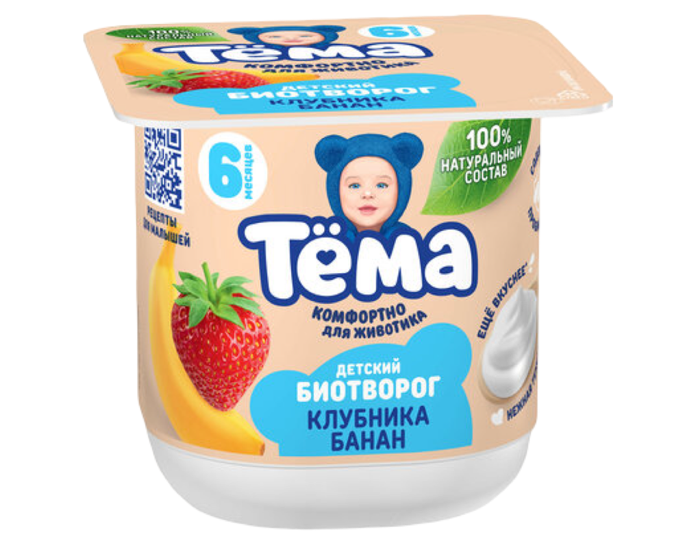 Тема Биотворог Клубника-Банан 4,2% 100гр