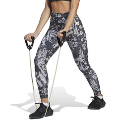 Женские теннисные брюки adidas Essentials Train Printed High-Waisted Tight Women - Dark Grey, White