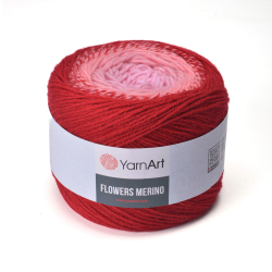 Фловерс Мерино (Flowers Merino) пряжа YarnArt 25%шерсть 75%акрил 1x225г/590м (560 красно-розовый)